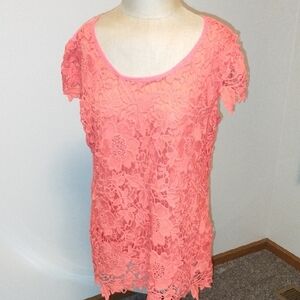 NWOT Simply Irresistible Orange Pink Lace Blouse